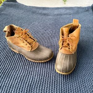 LL Bean Duck Boots Shoes Mens Size GM 9 Brown Waterproof Boot Maine USA Rubber